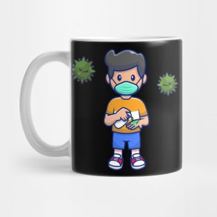 Cute boy wearing mask cartoon Mug